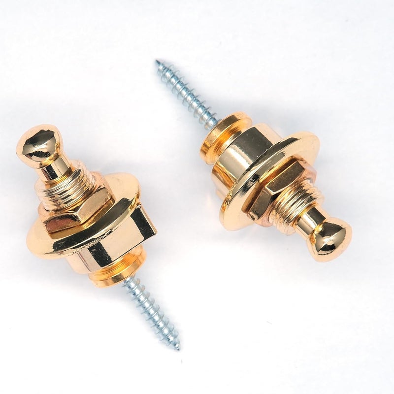harpfeas 2 PCS Guitar Strap Lock Buttons Guitar Strap Locks Set Security Quick Release Strap lock Retainer System for Electric,Bass,Acoustic Guitar (Gold) - Image 2